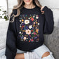 Flower Field, Whimsical Colorful Floral Sweatshirt