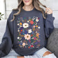Flower Field, Whimsical Colorful Floral Sweatshirt