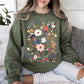 Flower Field, Whimsical Colorful Floral Sweatshirt