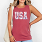 Flower USA, Fourth of July, America, Patriotic, USA Comfort Colors Tank Top