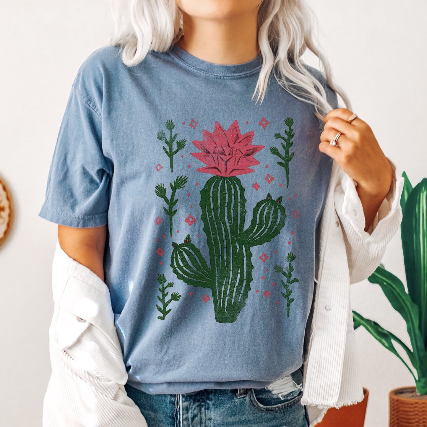 Flowering Desert Cactus, Succulent, Plants, Cowgirl, Tshirt Comfort Colors T-Shirt