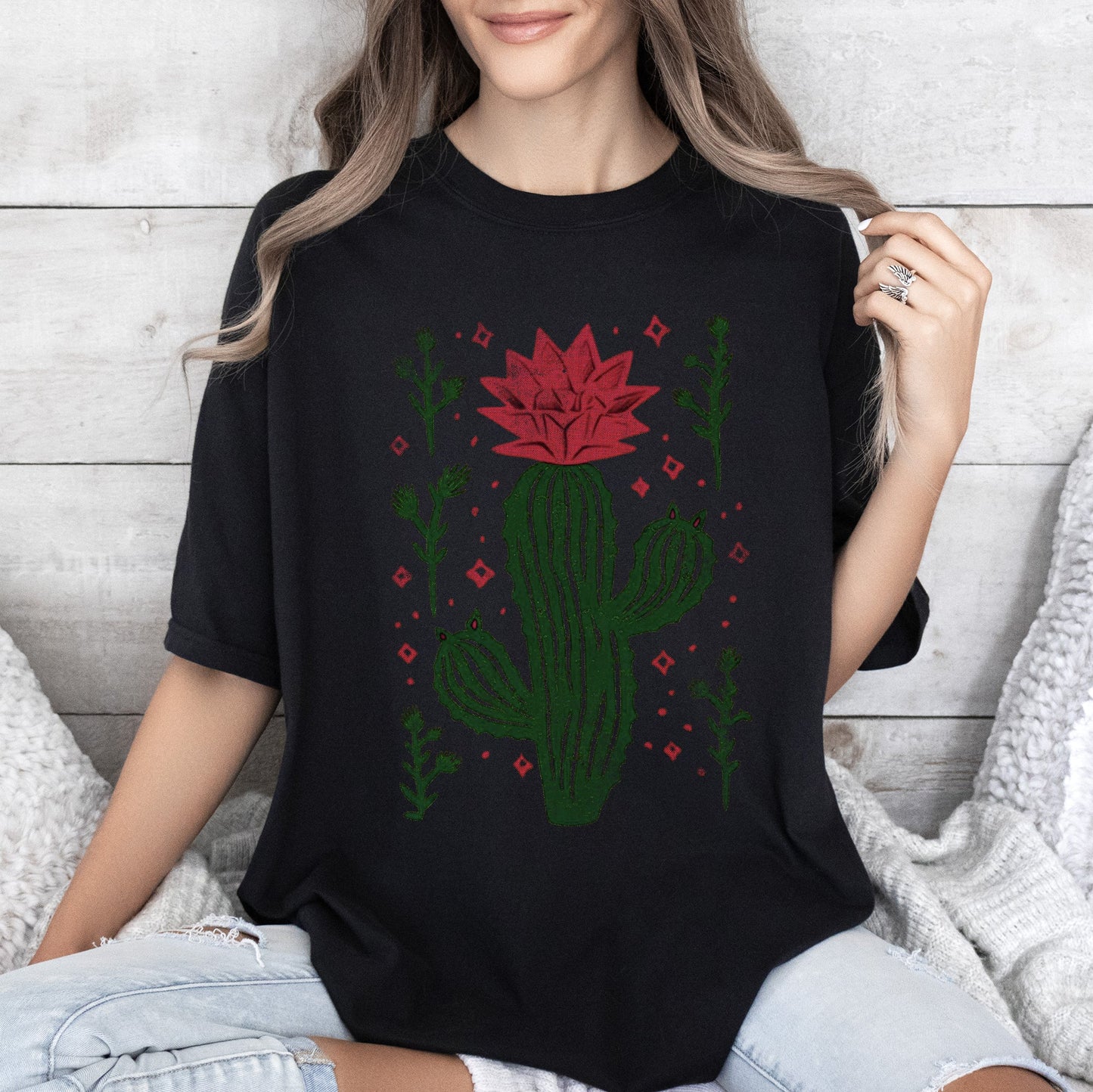 Flowering Desert Cactus, Succulent, Plants, Cowgirl, Tshirt Comfort Colors T-Shirt