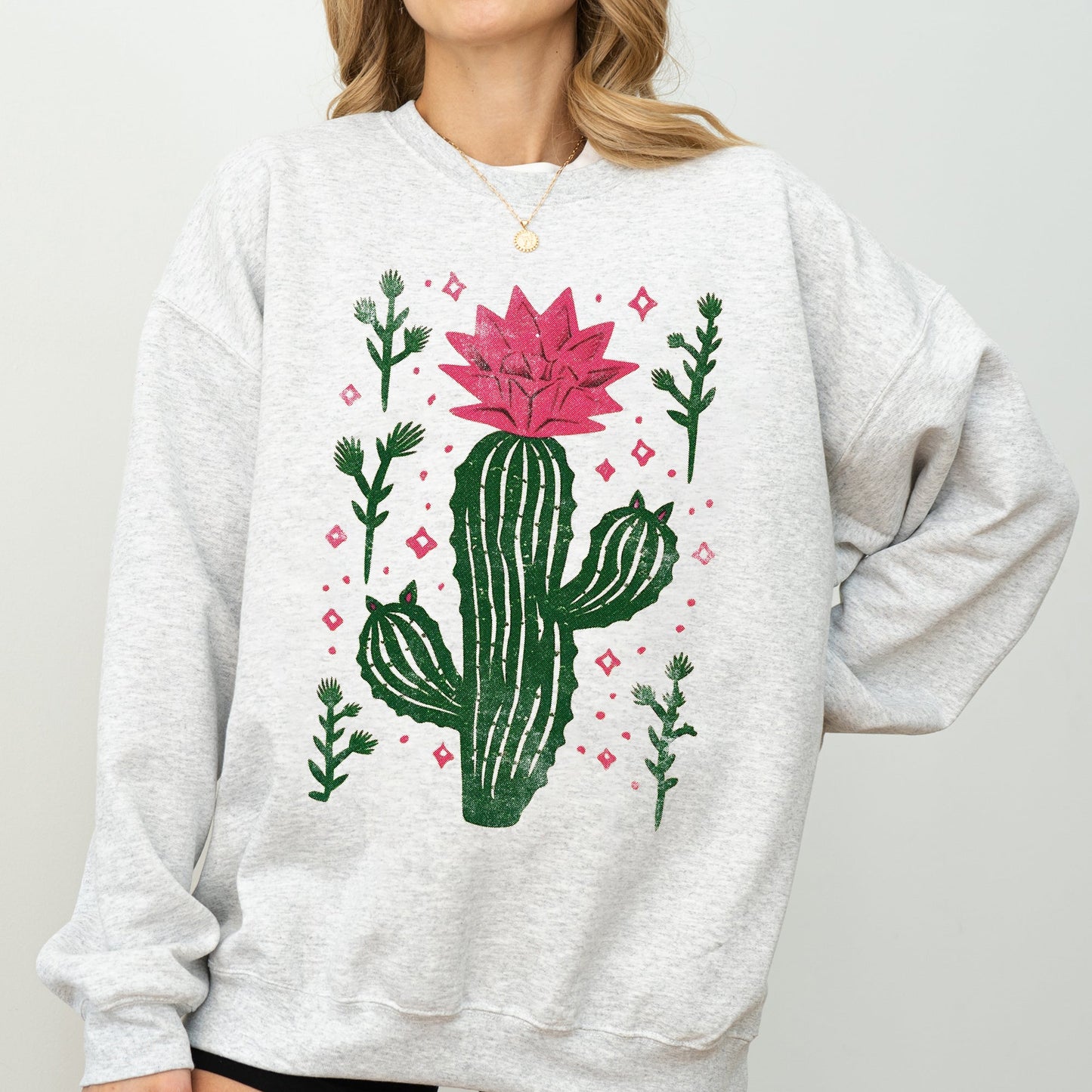 Flowering Desert Cactus, Succulent Plants Cowgirl Sweatshirt