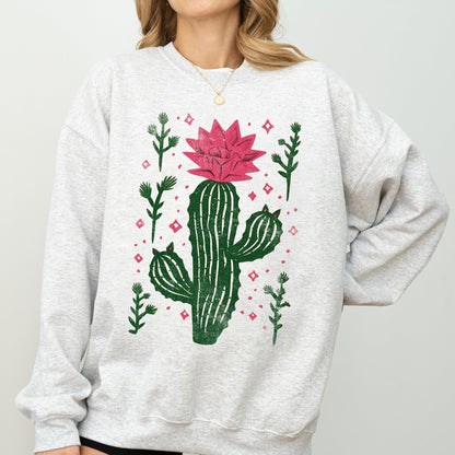 Flowering Desert Cactus, Succulent Plants Cowgirl Sweatshirt