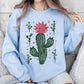 Flowering Desert Cactus, Succulent Plants Cowgirl Sweatshirt