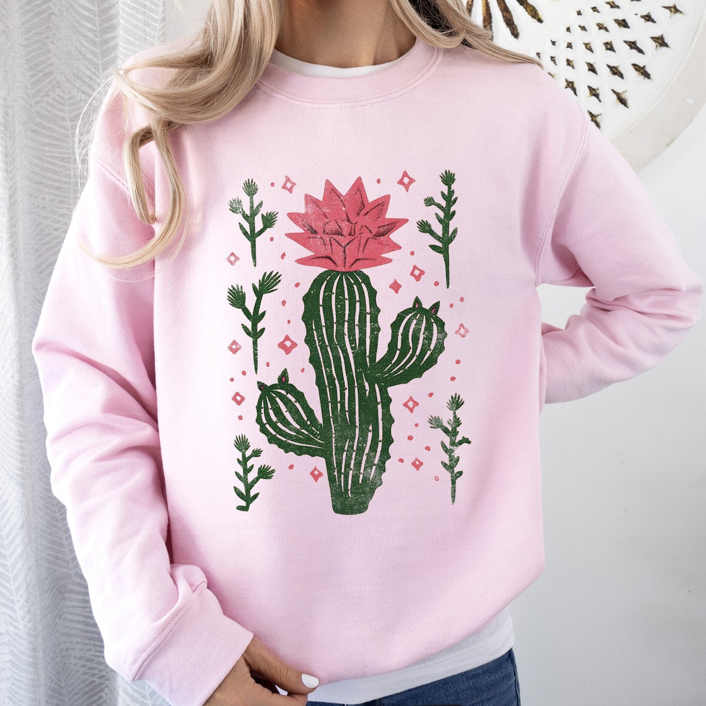 Flowering Desert Cactus, Succulent Plants Cowgirl Sweatshirt