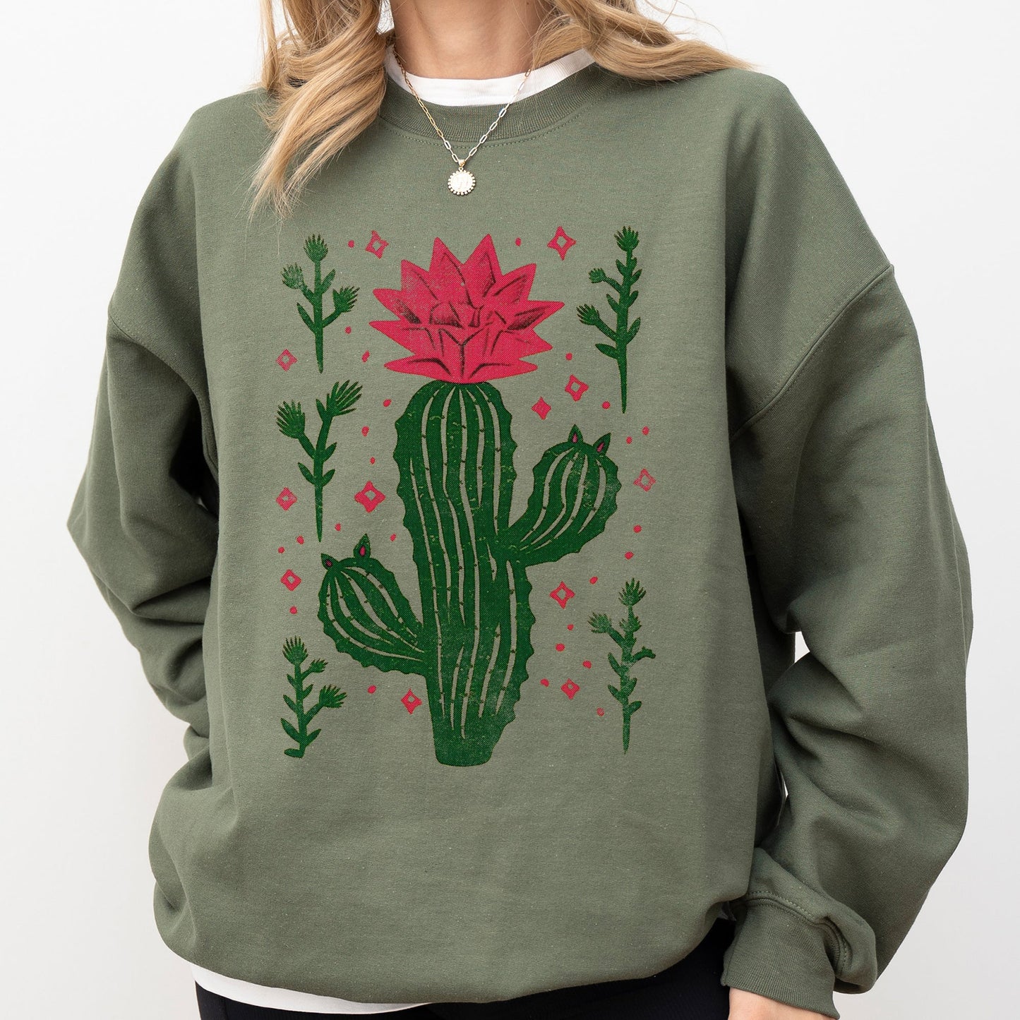 Flowering Desert Cactus, Succulent Plants Cowgirl Sweatshirt