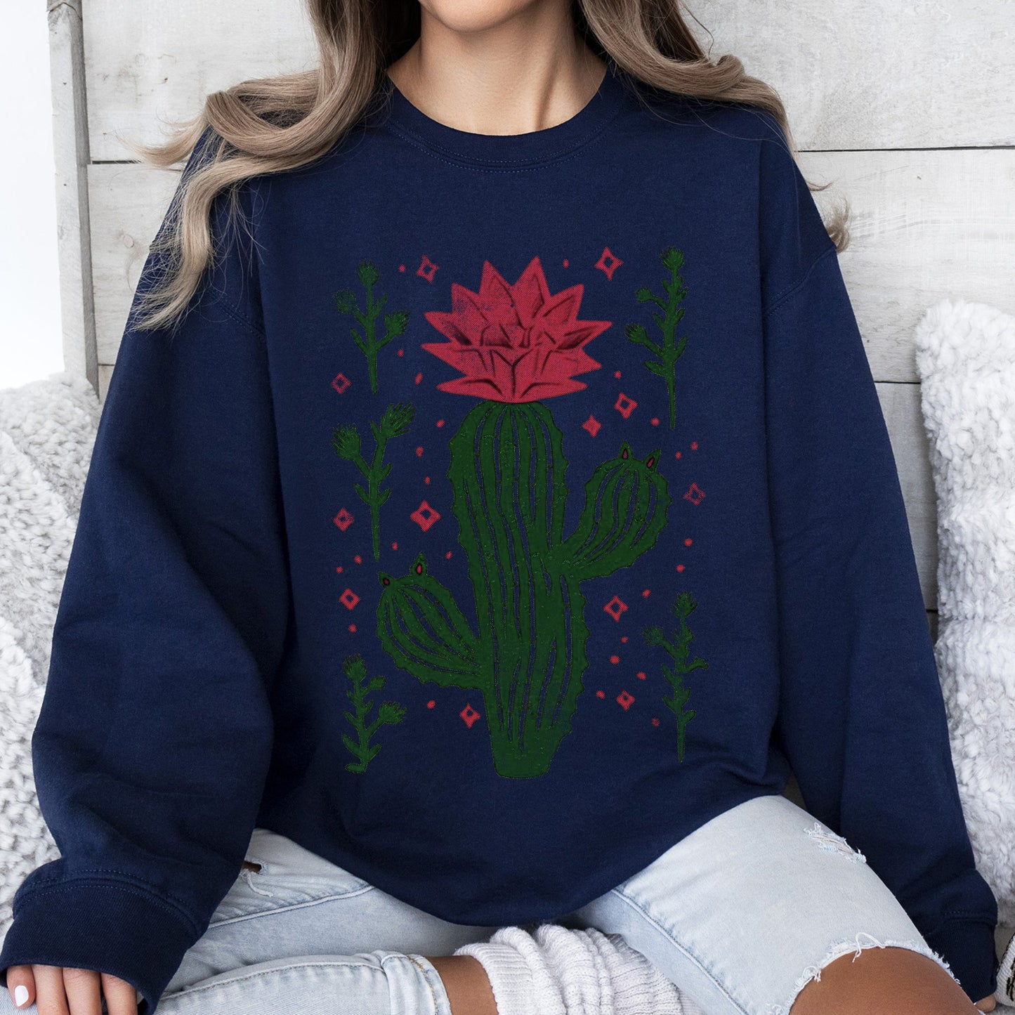 Flowering Desert Cactus, Succulent Plants Cowgirl Sweatshirt
