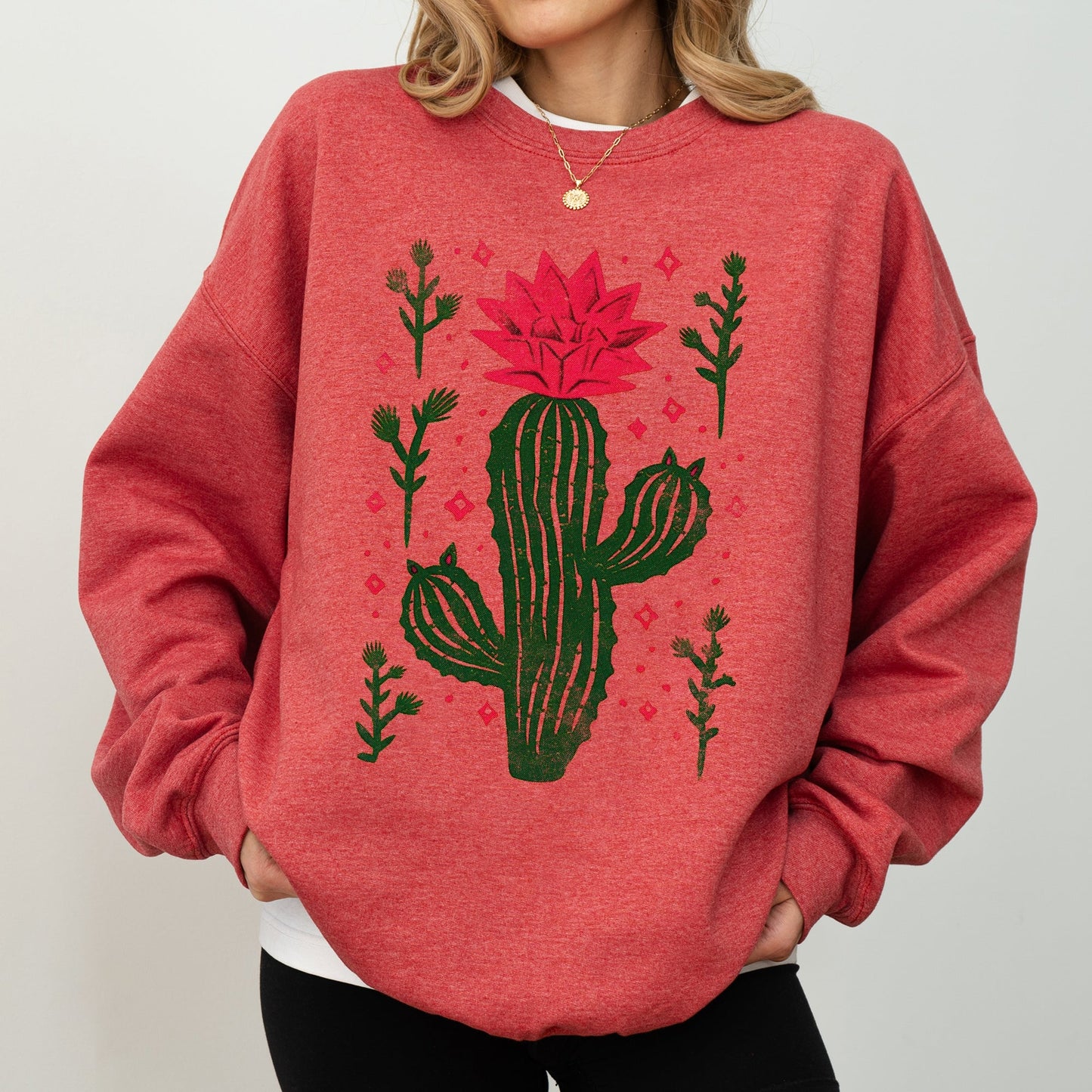 Flowering Desert Cactus, Succulent Plants Cowgirl Sweatshirt
