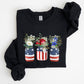 Flowers In Mason Jars, All American, Patriotic Sweatshirt