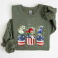 Flowers In Mason Jars, All American, Patriotic Sweatshirt