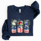 Flowers In Mason Jars, All American, Patriotic Sweatshirt