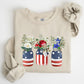 Flowers In Mason Jars, All American, Patriotic Sweatshirt