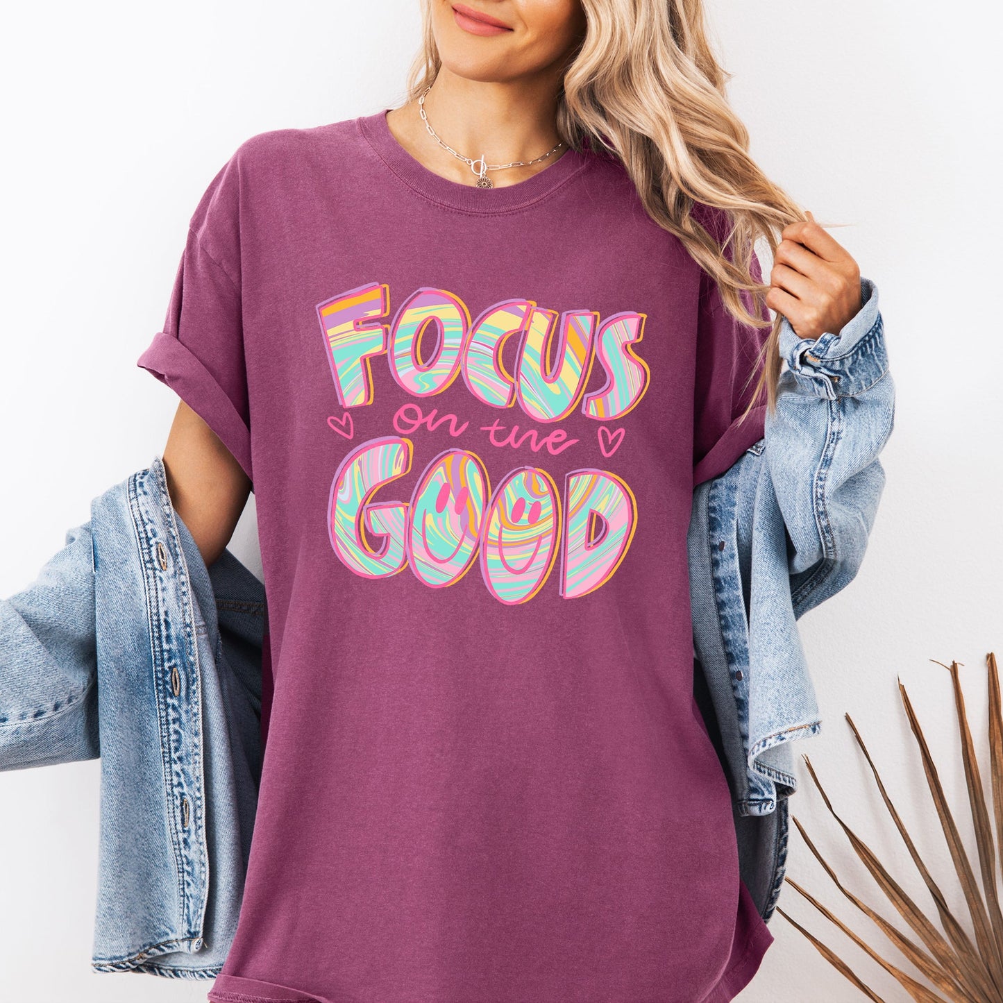 Focus On The Good, Retro, Groovy, Positivity, Mental Health Tshirt Comfort Colors T-Shirt