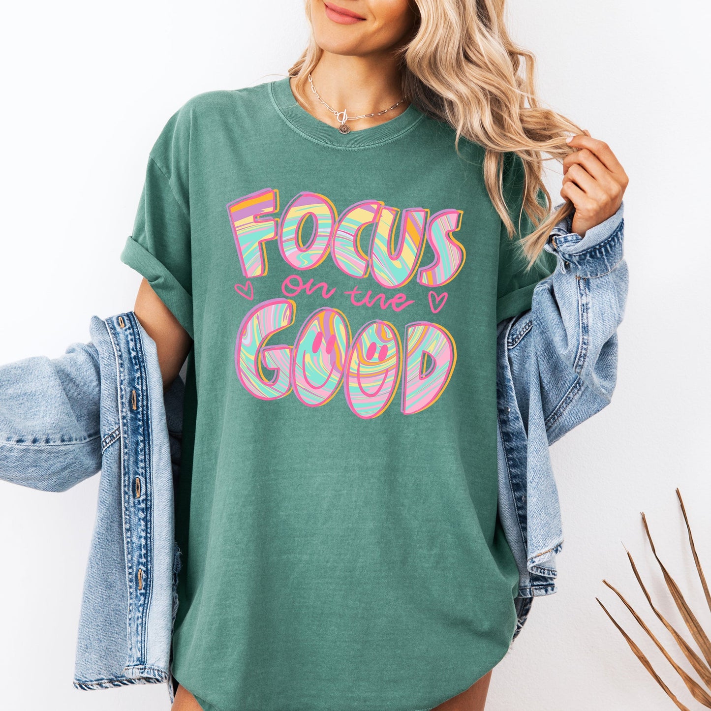 Focus On The Good, Retro, Groovy, Positivity, Mental Health Tshirt Comfort Colors T-Shirt