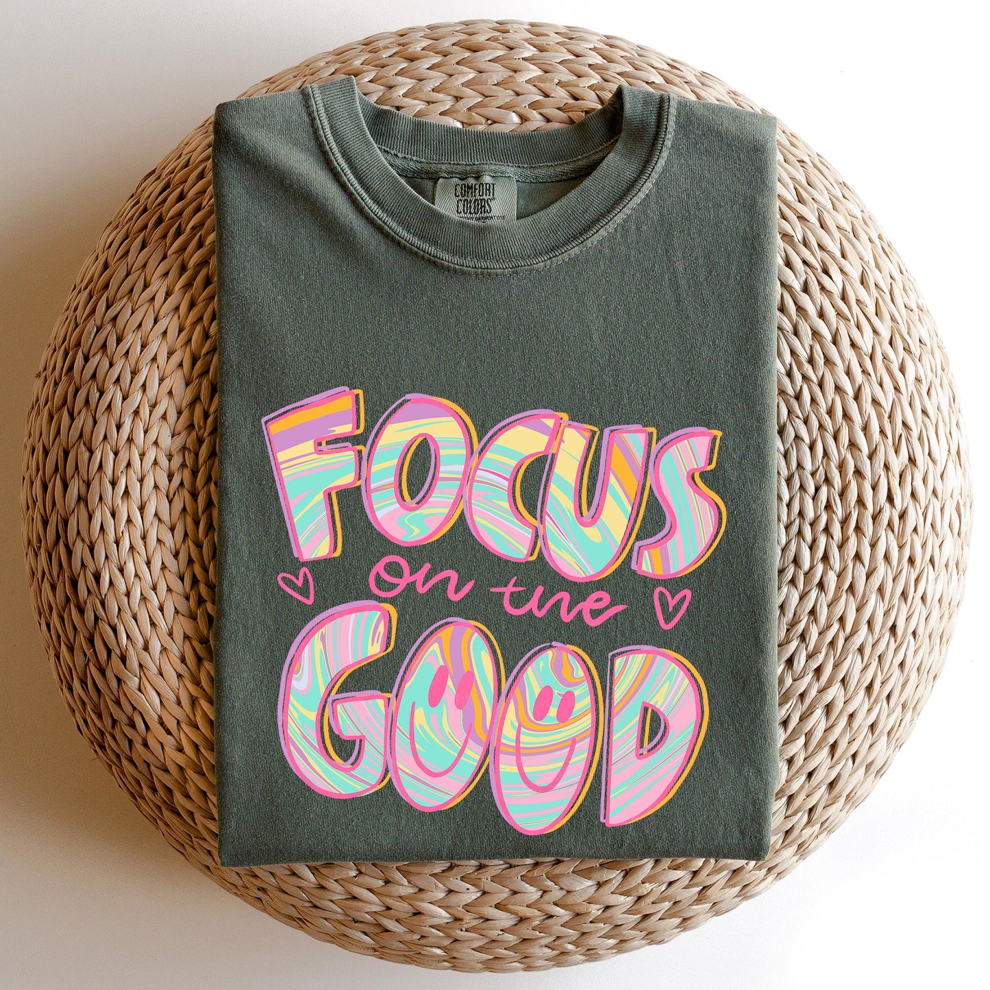 Focus On The Good, Retro, Groovy, Positivity, Mental Health Tshirt Comfort Colors T-Shirt