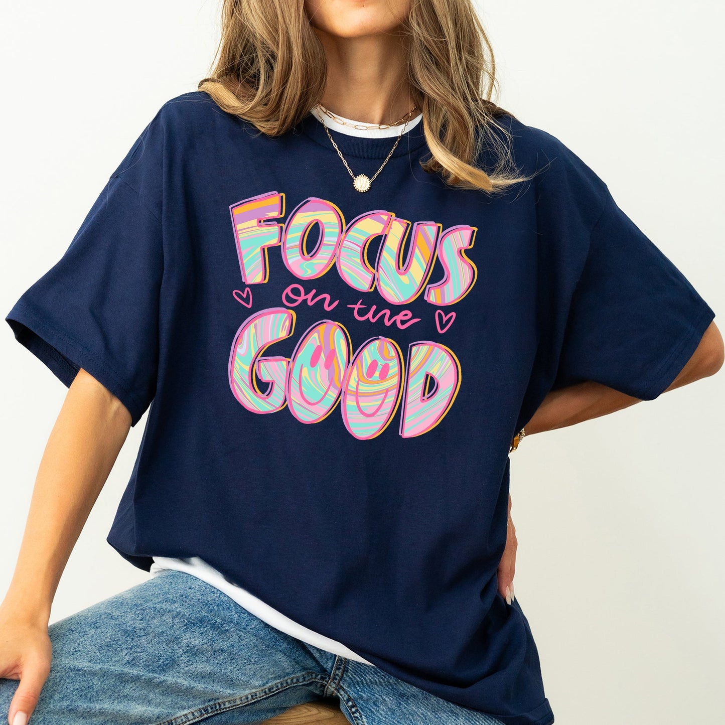 Focus On The Good, Retro, Groovy, Positivity, Mental Health Tshirt Comfort Colors T-Shirt