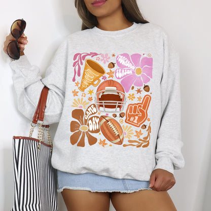 Football, Floral, Girly, Sports, Game Day, Big Game, Touchdown, Tailgate Party Sweatshirt