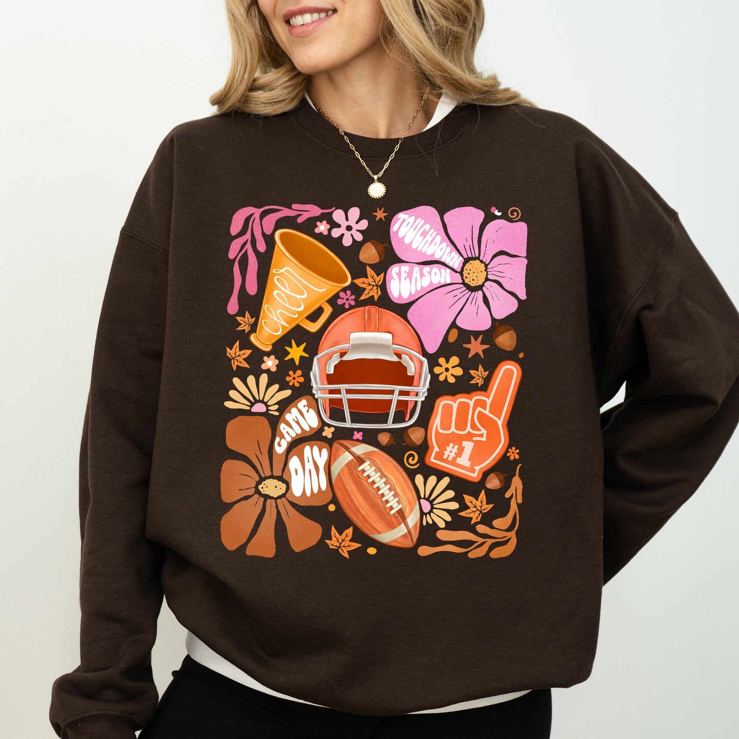 Football, Floral, Girly, Sports, Game Day, Big Game, Touchdown, Tailgate Party Sweatshirt