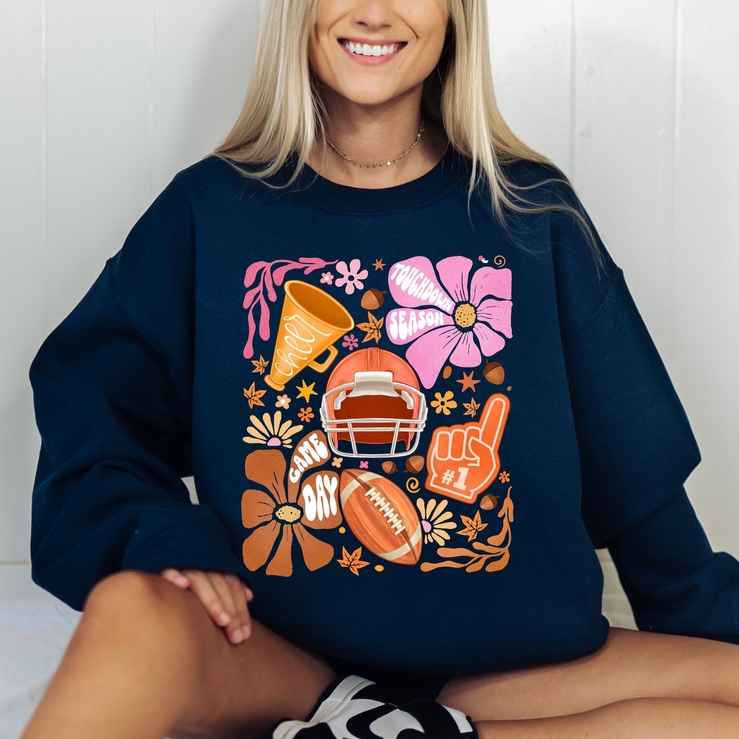 Football, Floral, Girly, Sports, Game Day, Big Game, Touchdown, Tailgate Party Sweatshirt