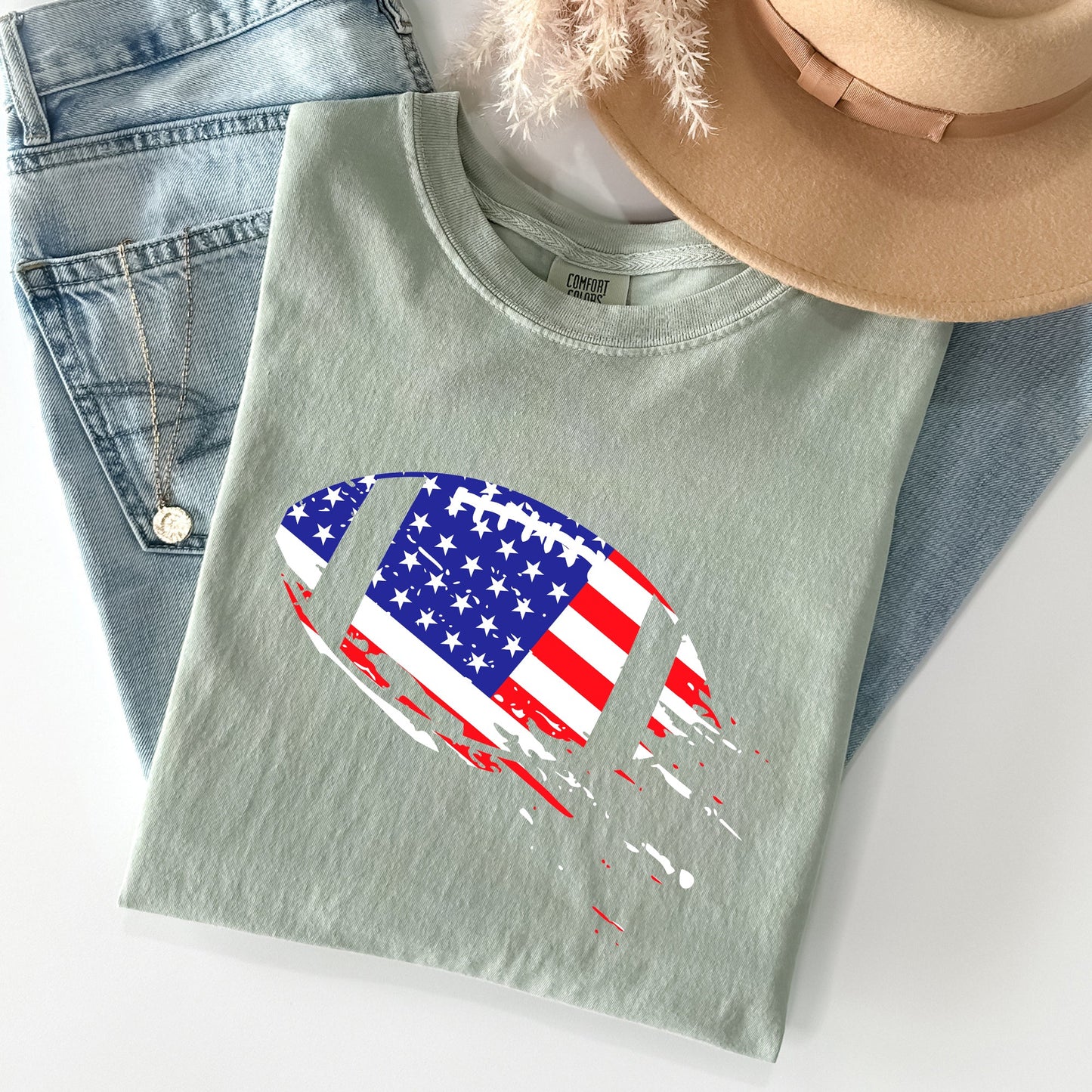 Football, Sports, American Flag, Patriotic Tshirt Comfort Colors T-Shirt
