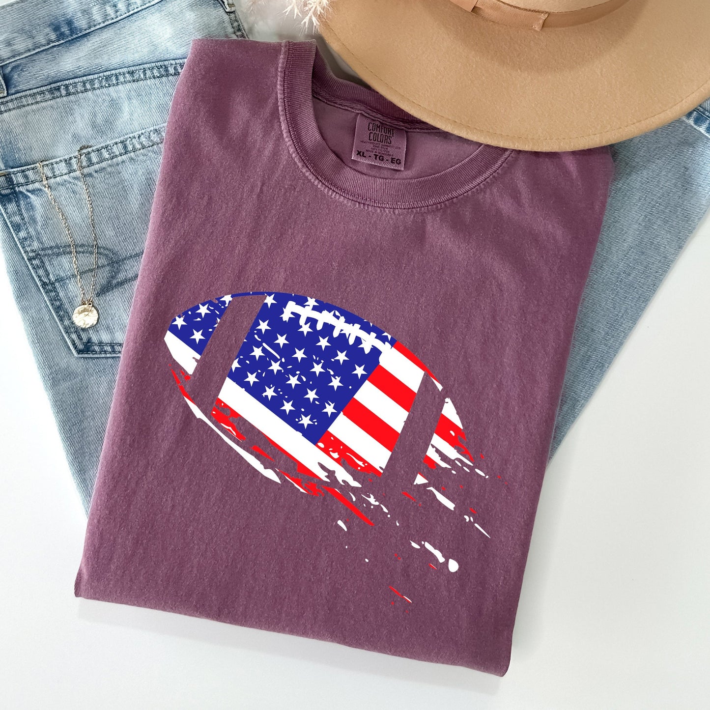 Football, Sports, American Flag, Patriotic Tshirt Comfort Colors T-Shirt
