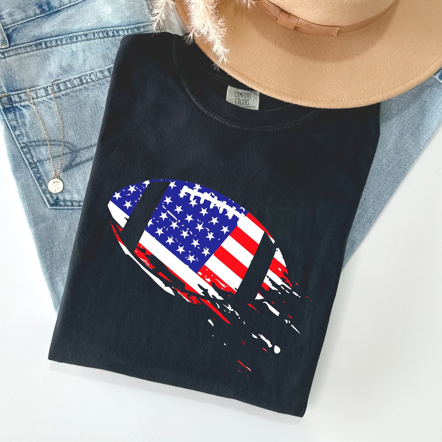 Football, Sports, American Flag, Patriotic Tshirt Comfort Colors T-Shirt
