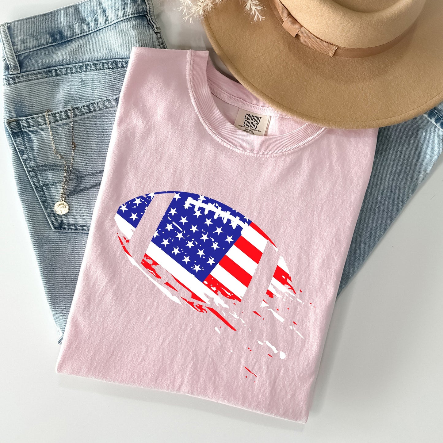 Football, Sports, American Flag, Patriotic Tshirt Comfort Colors T-Shirt