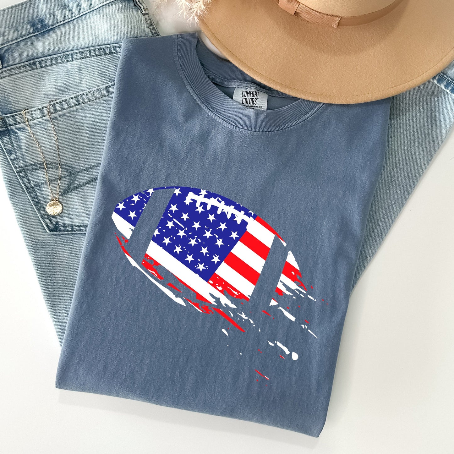 Football, Sports, American Flag, Patriotic Tshirt Comfort Colors T-Shirt
