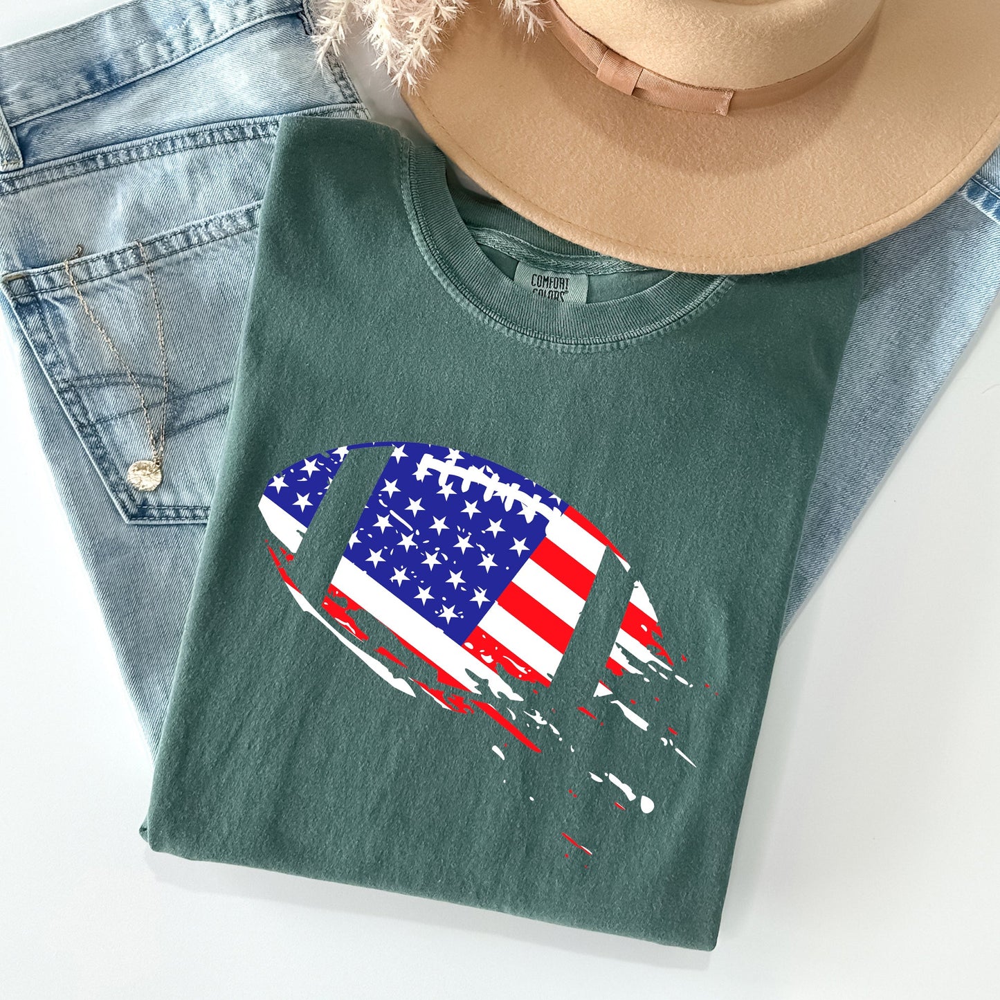 Football, Sports, American Flag, Patriotic Tshirt Comfort Colors T-Shirt