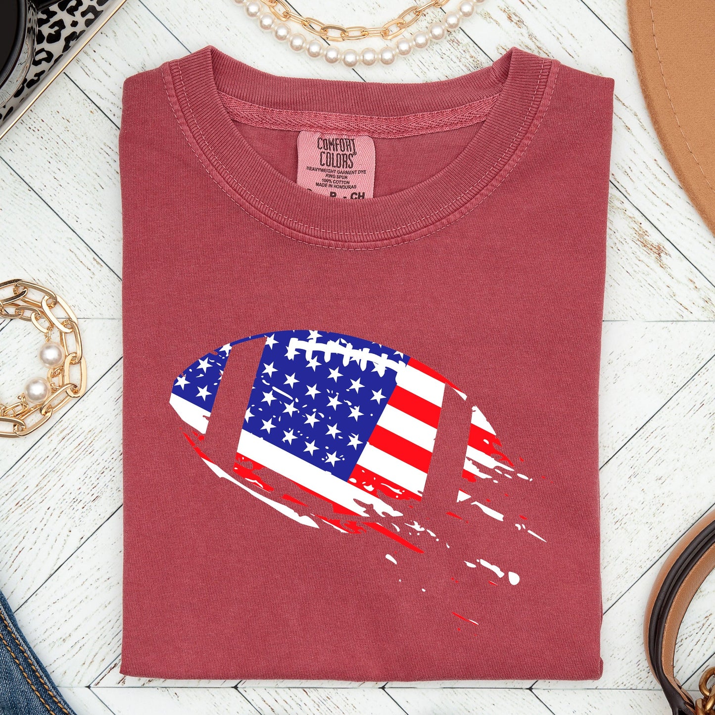 Football, Sports, American Flag, Patriotic Tshirt Comfort Colors T-Shirt