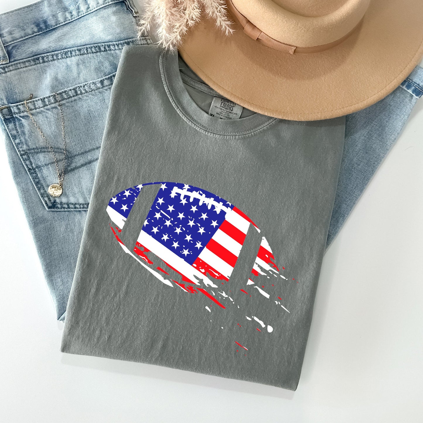Football, Sports, American Flag, Patriotic Tshirt Comfort Colors T-Shirt