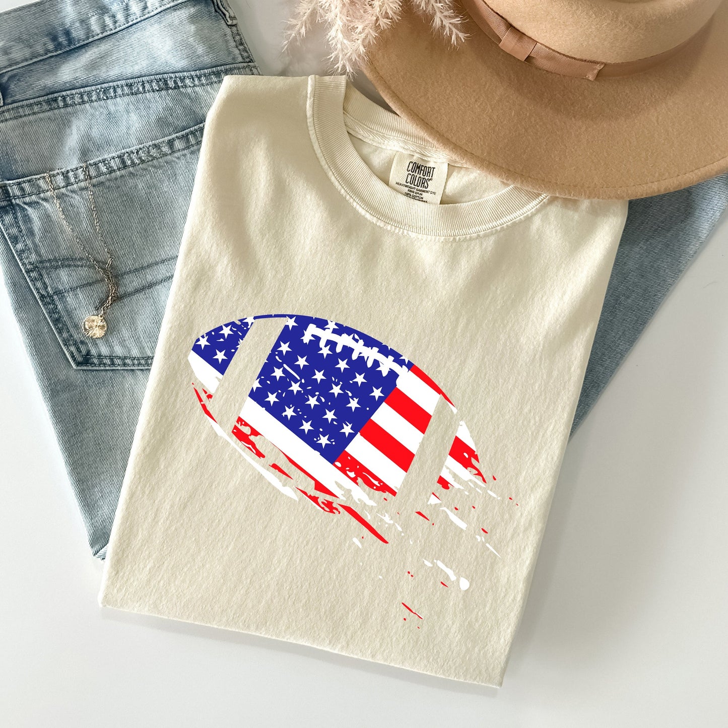 Football, Sports, American Flag, Patriotic Tshirt Comfort Colors T-Shirt