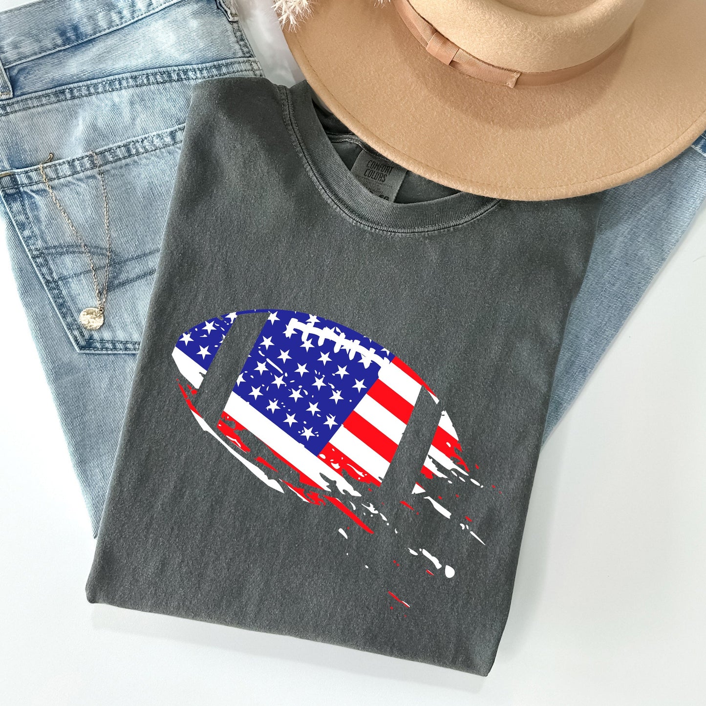 Football, Sports, American Flag, Patriotic Tshirt Comfort Colors T-Shirt