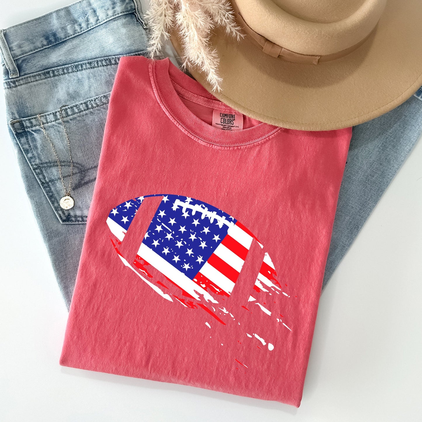 Football, Sports, American Flag, Patriotic Tshirt Comfort Colors T-Shirt