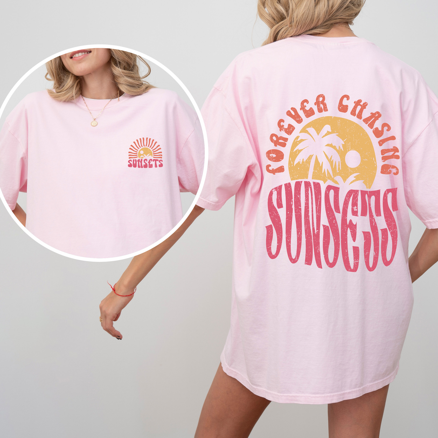 Forever Chasing Sunsets, Palm Trees, Beach, Summer, Comfort Colors T-Shirt