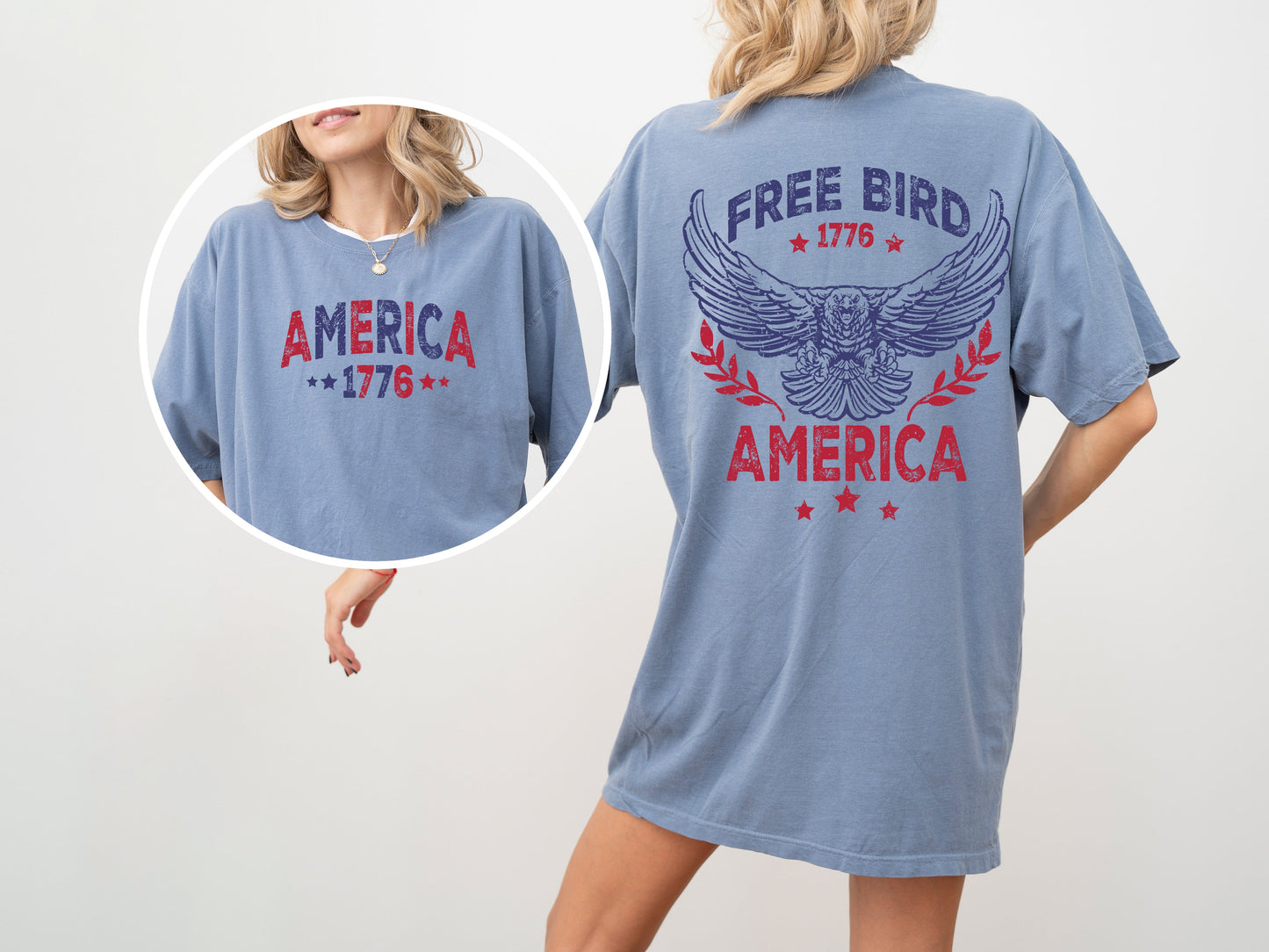 Free Bird, America, Red White Blue, Patriotic, 1776, Retro, Concert, Front And Back, USA, Independence Day, Tshirt Comfort Colors T-Shirt