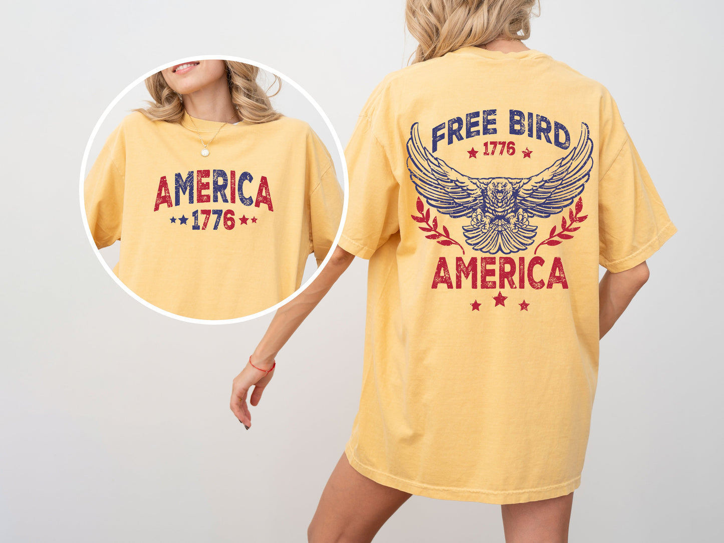 Free Bird, America, Red White Blue, Patriotic, 1776, Retro, Concert, Front And Back, USA, Independence Day, Tshirt Comfort Colors T-Shirt