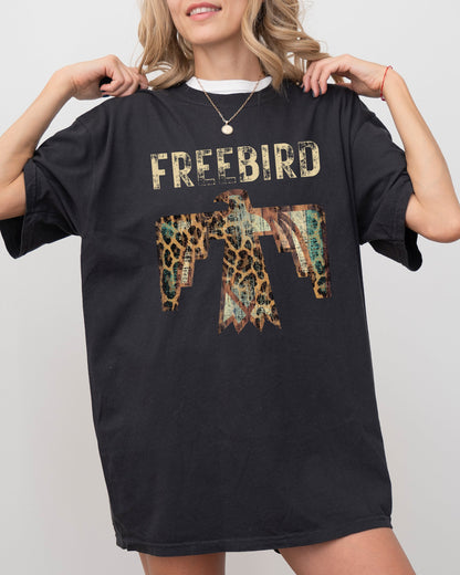 Free Bird, Western Thunderbird, Leopard Print, Concert Tee, Country, Rock Music Tshirt Comfort Colors T-Shirt