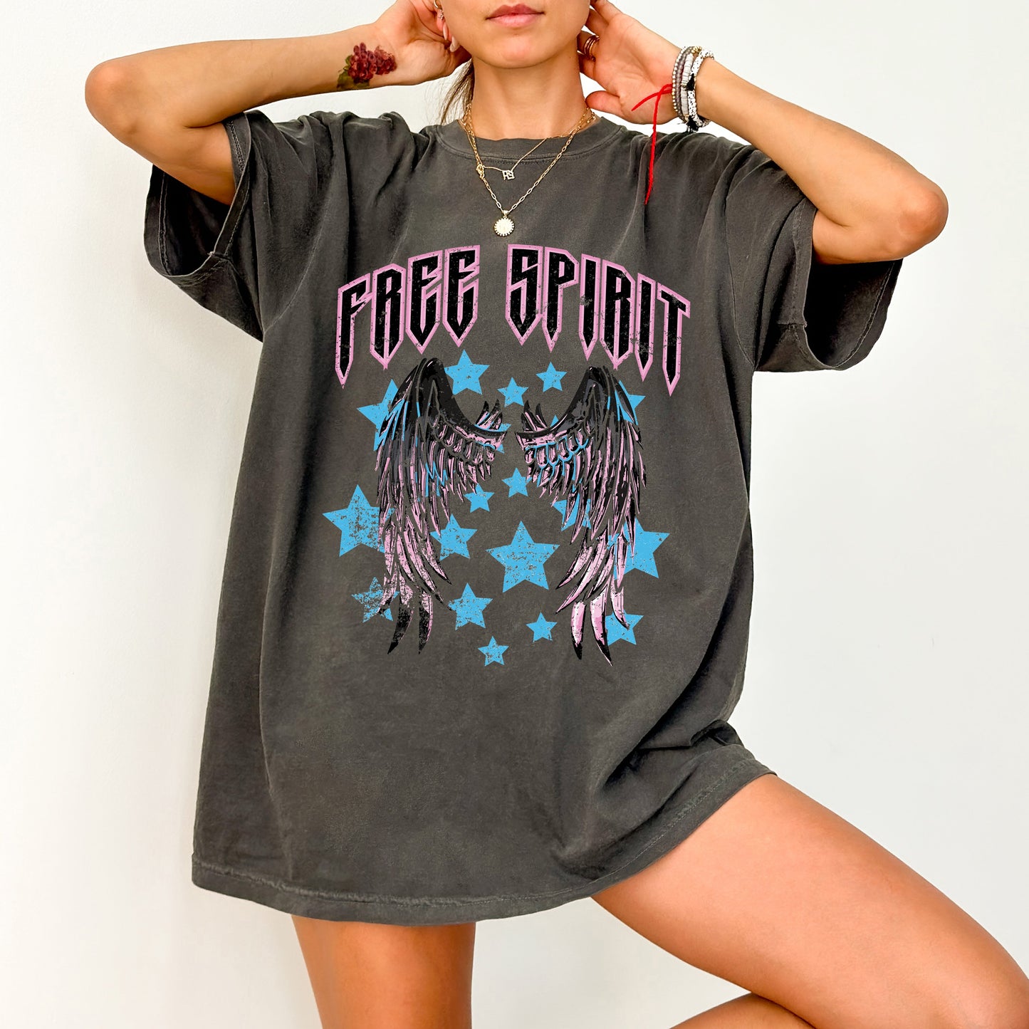 Free Spirit, Wings, Rock, Grunge, Stars, Concert Tee, 80s Rock Music, Tshirt Comfort Colors T-Shirt