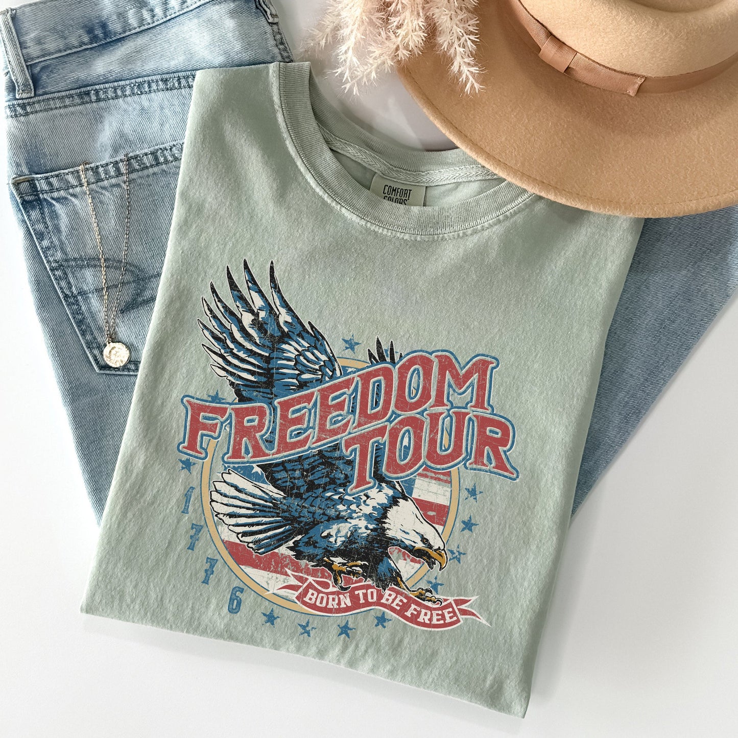 Freedom Tour, America, 1776, Flag, Fighter Jets, Tshirt Comfort Colors T-Shirt