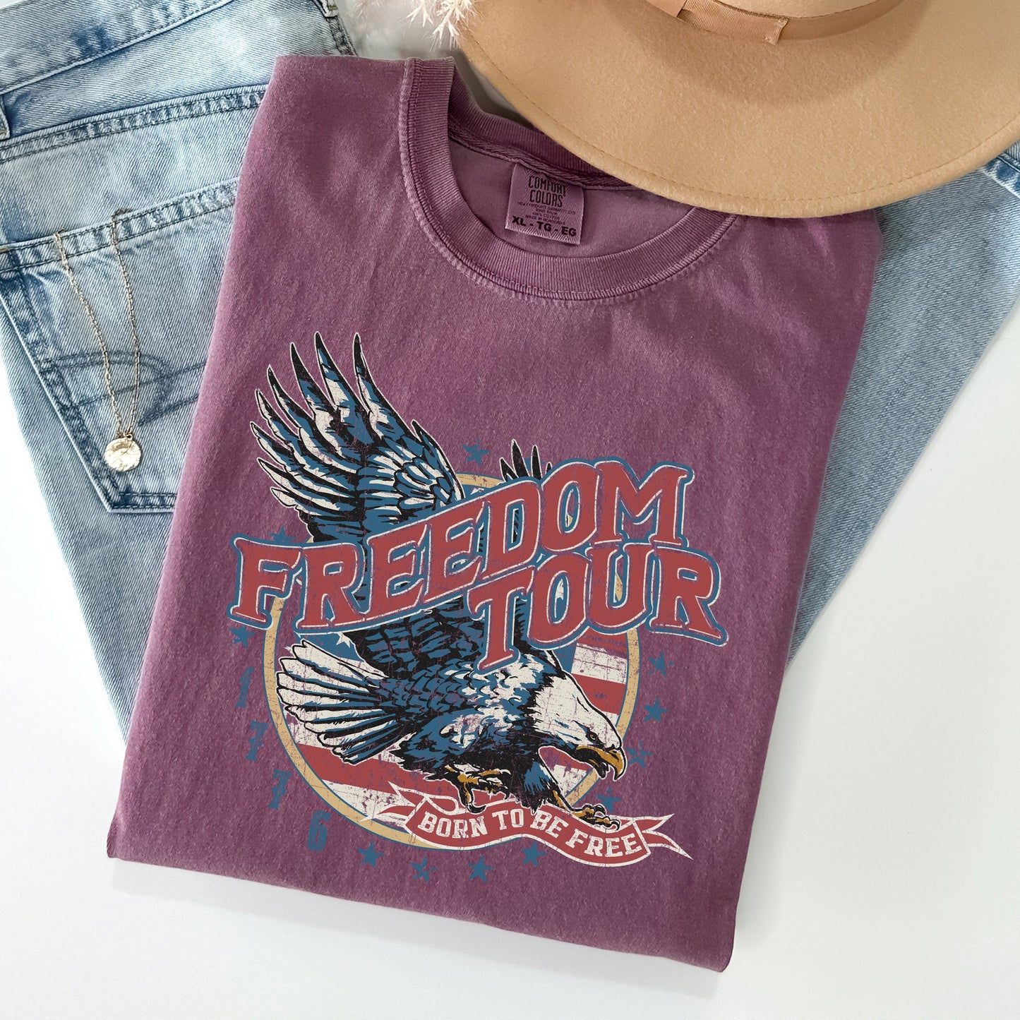 Freedom Tour, America, 1776, Flag, Fighter Jets, Tshirt Comfort Colors T-Shirt