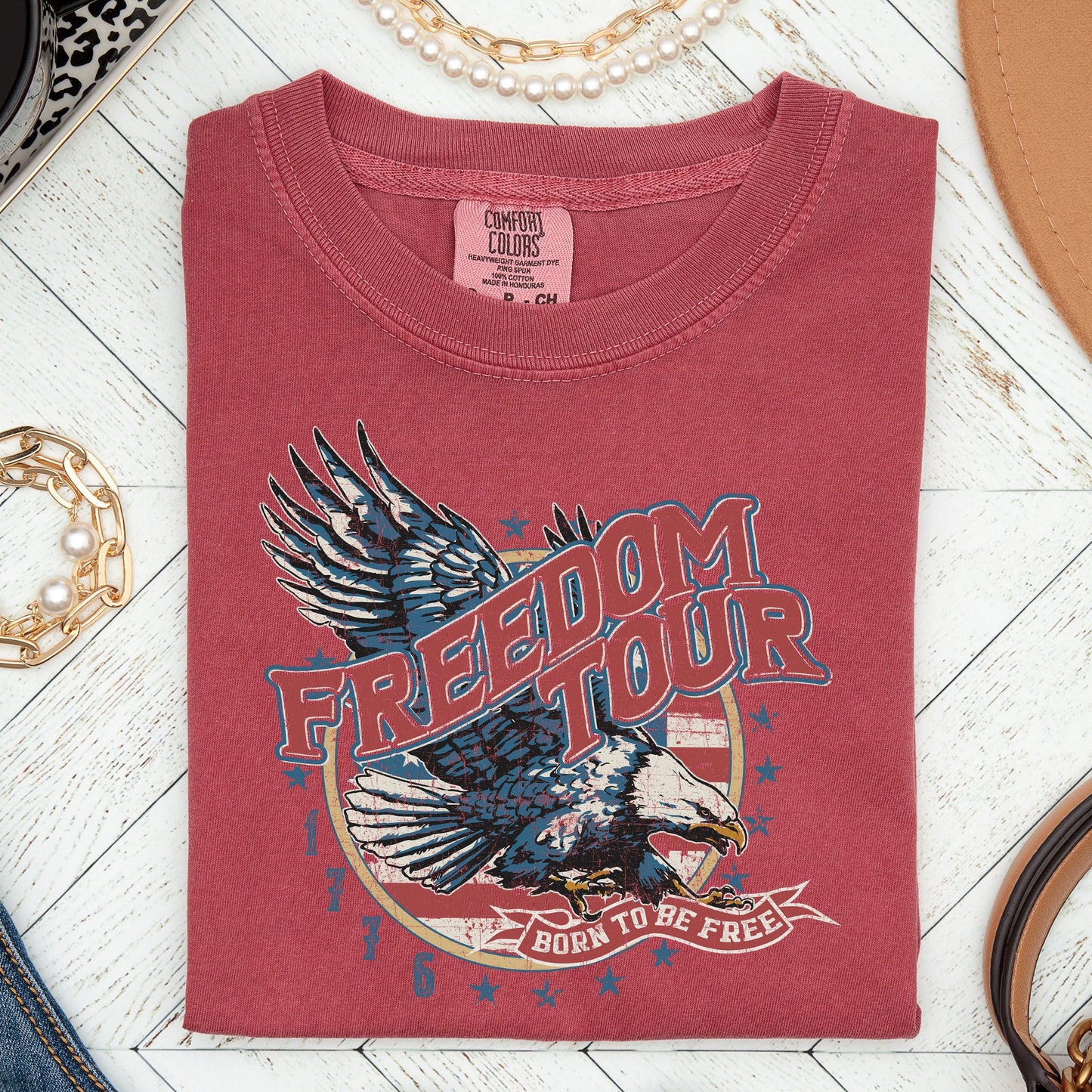 Freedom Tour, America, 1776, Flag, Fighter Jets, Tshirt Comfort Colors T-Shirt