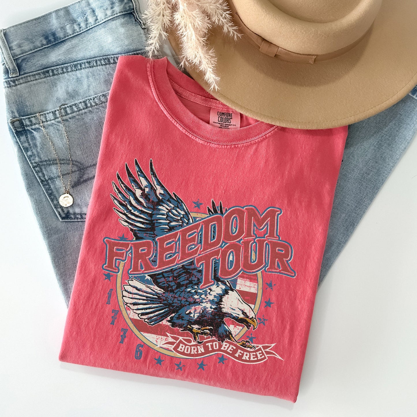 Freedom Tour, America, 1776, Flag, Fighter Jets, Tshirt Comfort Colors T-Shirt