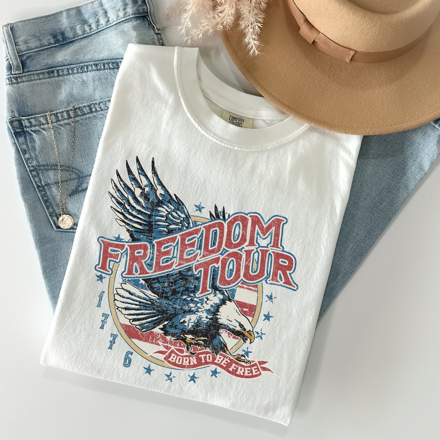 Freedom Tour, America, 1776, Flag, Fighter Jets, Tshirt Comfort Colors T-Shirt