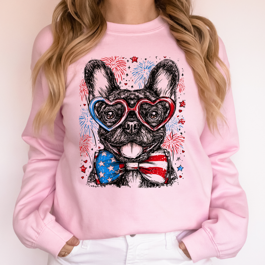 French Bulldog, Frenchie Patriotic Dog, USA, America, Pet Lover, 4th of July Sweatshirt