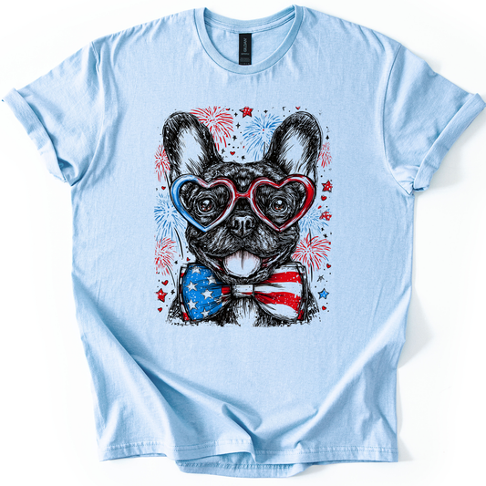 French Bulldog, Frenchie Patriotic Dog, USA, America, Pet Lover, 4th of July, Soft Style T-Shirt