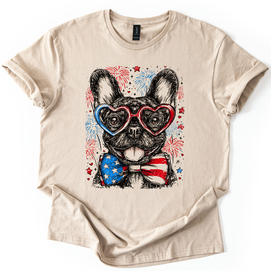 French Bulldog, Frenchie Patriotic Dog, USA, America, Pet Lover, 4th of July, Soft Style T-Shirt
