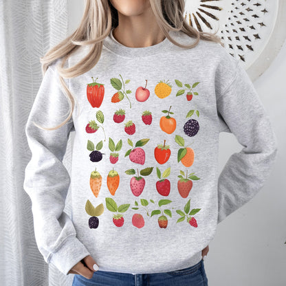 Fruity Delight, Colorful Berries Illustrated Sweatshirt
