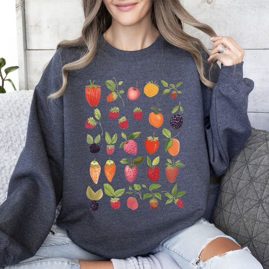 Fruity Delight, Colorful Berries Illustrated Sweatshirt